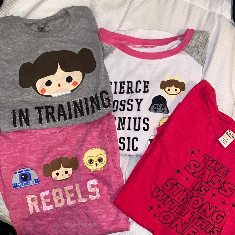 4 T-shirt Lot Girls Star Wars 12-14 NWT Rebel | Resist